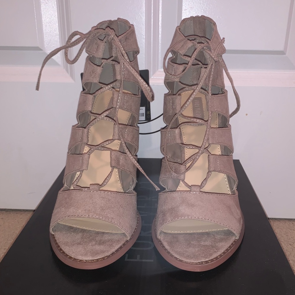Tan Lace Up Heels
